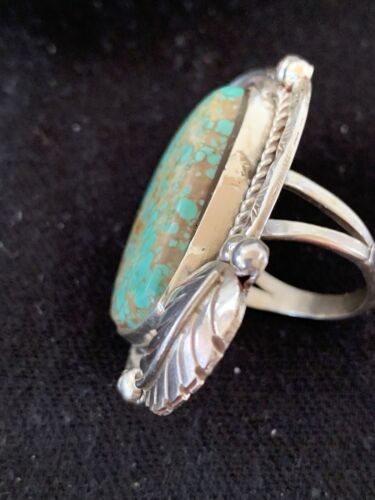 Native American Navajo Green Turquoise #8 Ring | Sterling Silver | Sz 10 | 147