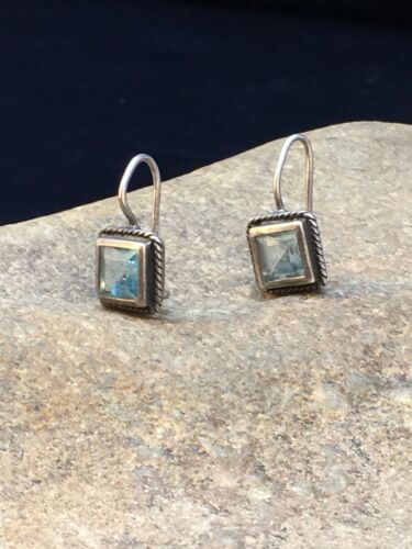 Navajo Blue Topaz Earrings | Sterling Silver | Authentic Native American Handmade | 8989