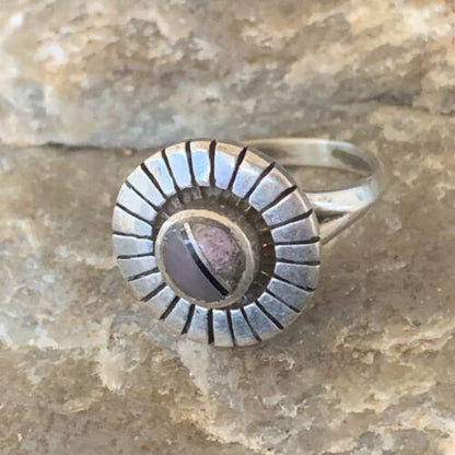 Native American Women's Navajo Purple Sugilite Pink Coral Inlay Ring | Sz 5.5 | 11174
