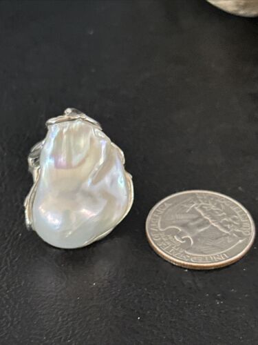 Women's White Baroque Pearl Adjustable Ring | Sterling Silver | Sz 7.5 | 14261