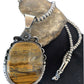 Men's Navajo Pearls Necklace | Sterling Silver | Coffee Tiger's Eye Pendant | Authentic Native American Handmade | 1543
