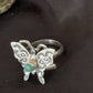 Navajo Blue Turquoise Butterfly Ring | Sterling Silver | Sz Adj 7 | Authentic Native American Handmade | 10676