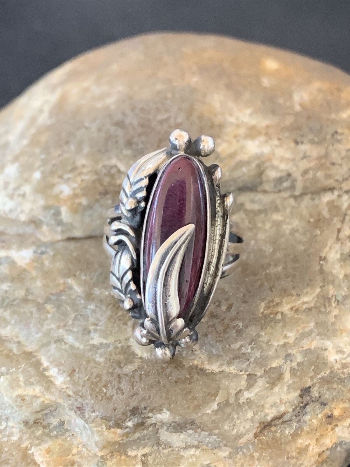 Women's Navajo Purple Spiny Oyster Ring | Sterling Silver | Sz 6 | Authentic Native American Handmade | 10812