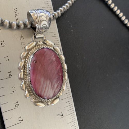 Navajo Pearls Purple Spiny Oyster Pendant Necklace | Sterling Silver | Authentic Native American Handmade | 10701
