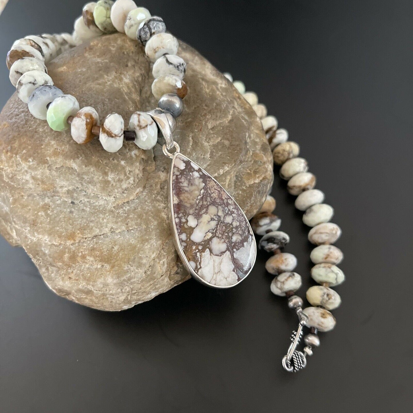 Navajo Wild Horse Turquoise Necklace Pendant | Sterling Silver | Authentic Native American Handmade | 11342