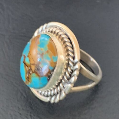 Southwestern Navajo Blue Kingman Turquoise Ring | Sterling Silver | Sz 7 | 11923