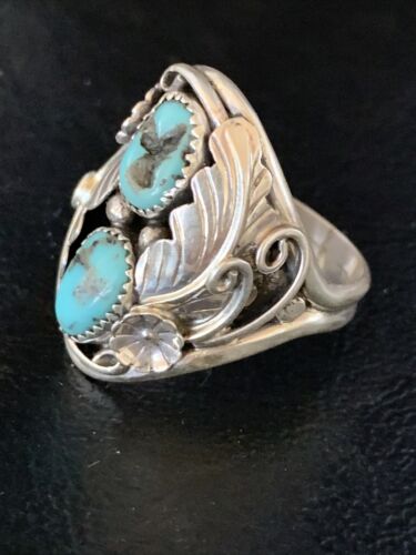 Navajo Kingman Turquoise Multi-Stone Ring | Authentic Native American Sterling Silver | Sz 10 | 14173