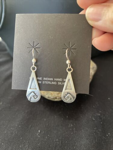 Native American Hopi Sterling Silver Dangle Earrings | Handmade | 01508