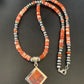 Navajo Pearls Red Spiny Oyster Opal Inlay Pendant Necklace | Sterling Silver | 22" | 12705