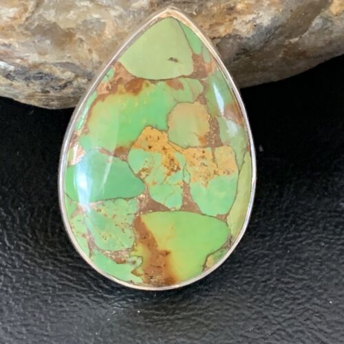 Adjustable Navajo Green Mojave Turquoise Ring | Sterling Silver | Sz 8 | 11721