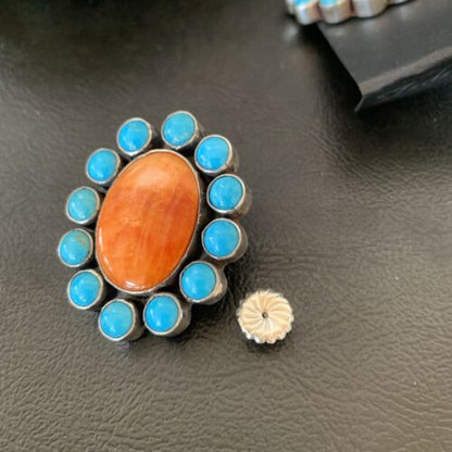 XXL Blue Kingman Turquoise Spiny Oyster Earrings | Sterling Silver | 2" | 1574