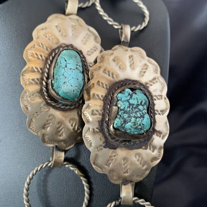 Navajo Blue Turquoise Concho Belt | Sterling Silver | Authentic Native American Handmade | 1570