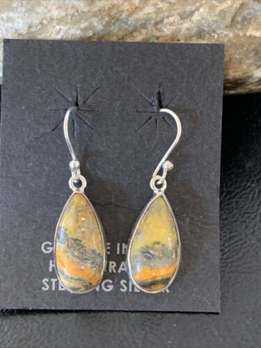 Native American Navajo Bumblebee Jasper Earrings Set | Sterling Silver | Authentic Handmade | 1562