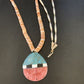 Authentic Native American Santo Domingo Shell Pendant Necklace | Spiny Oyster & Blue Turquoise | 26" | 12519