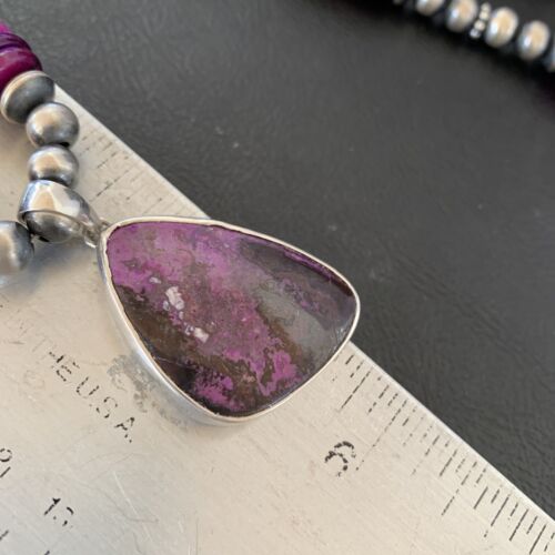 Navajo Purple Sugilite Pendant with Pearls | Sterling Silver Necklace | Authentic Native American Handmade | 4832