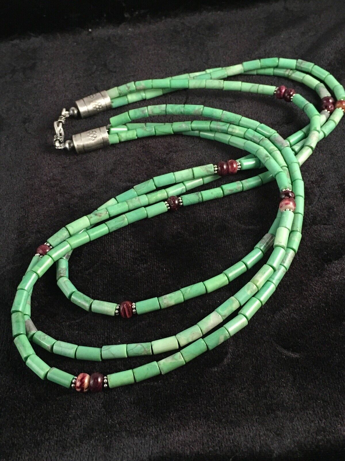 Navajo Spiny Oyster & Turquoise Bead Necklace | Sterling Silver | 21" | Authentic Native American Handmade | 8720