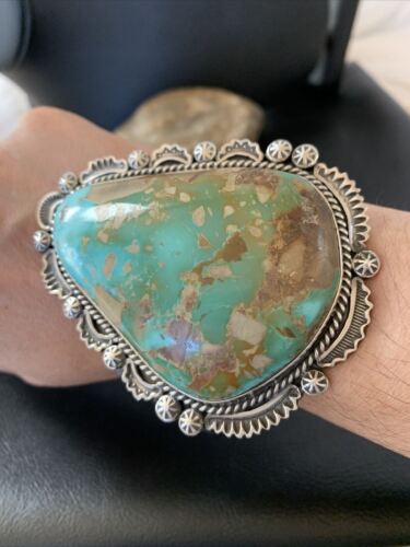 Native American Men's Royston Turquoise Cuff Bracelet | Navajo Sterling Silver | 1415