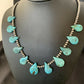 Native American Navajo Pearls Necklace | Sterling Silver | Blue Turquoise Teardrop | 11484