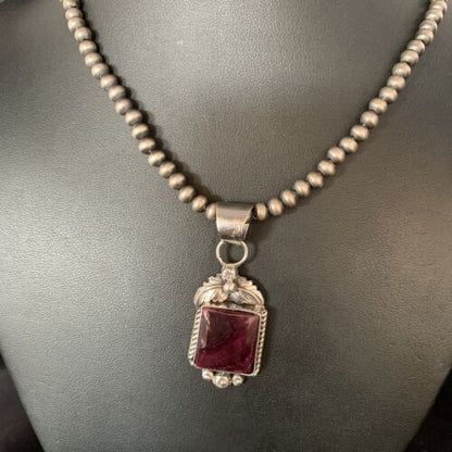 Navajo Purple Spiny Necklace Pendant | Sterling Silver | Authentic Native American Handmade | 13628