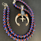 Navajo Blue Lapis Spiny Oyster Pendant Necklace | Authentic Native American Sterling Silver | Naja | 13707