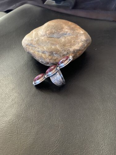 Navajo Purple Spiny Oyster Cluster Ring | Authentic Native American Sterling Silver | Multi-Stone | Sz 11 | 11554