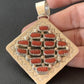 Navajo Red Coral and Multi-Stone Cluster Pendant | Authentic Native American Sterling Silver | 2" | 2101