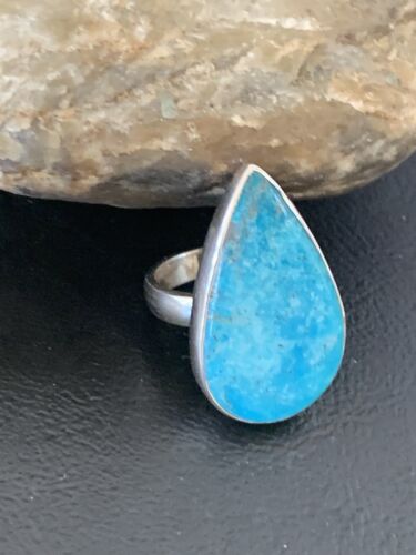 Navajo Blue Kingman Turquoise Ring | Sterling Silver | Sz 6.5 | Authentic Native American Handmade | 11614