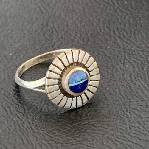 Native American Women's Navajo Blue Lapis Sugilite Inlay Ring | Sz 7 | 11200