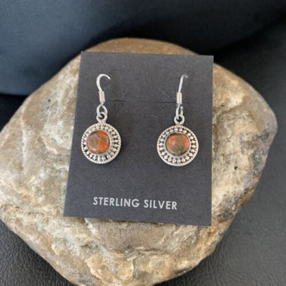 Navajo Spiny Oyster Earrings | Sterling Silver | Minimalist Native American Handmade | 12831