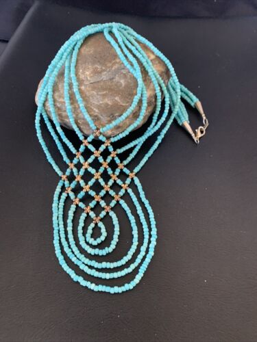 Santo Domingo Turquoise Heishi 5-Strand Necklace | Sterling Silver & Gold-Filled | 12073