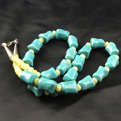 Navajo Blue Turquoise Spiny Oyster Necklace | Sterling Silver | 19" | Authentic Native American Handmade | 10121