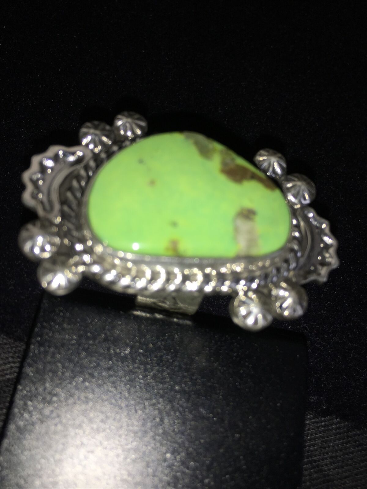 Native American Navajo Green Gaspeite Ring | Sterling Silver | Sz 6 | 1807