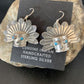Old Pawn Native American Indian Head Dangle Earrings | Sterling Silver Blue Turquoise | 13037