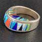 Multi-Color Navajo Sterling Silver Turquoise Spiny Oyster Inlay Ring Sz 6 | Handmade | 14169