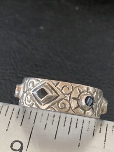 Navajo Men's Sterling Silver Black Onyx Ring | Sz 10 | Authentic Native American Old Pawn | 10802 - Masha USA