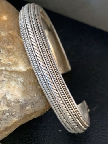 Navajo Stamped Cuff Bracelet | Old Pawn Sterling Silver | Authentic Native American Handmade | 14191