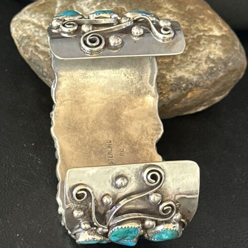 Sterling Silver Kingman Turquoise Cuff Bracelet | Handmade | Authentic Native American | 14565