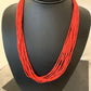 Navajo Red Stabilized Coral Heishi Necklace | 10 Strand Sterling Silver | 20" | 760