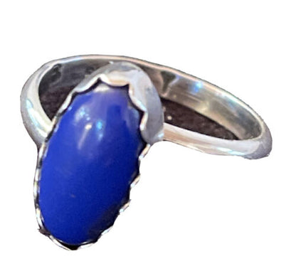 Native American Navajo Navy Blue Lapis Ring | Sterling Silver | Sz 6 | 1128