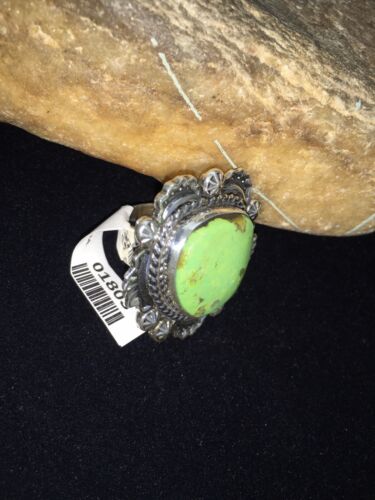 Native American Navajo Green Gaspeite Ring | Sterling Silver | Sz 7 | 1803