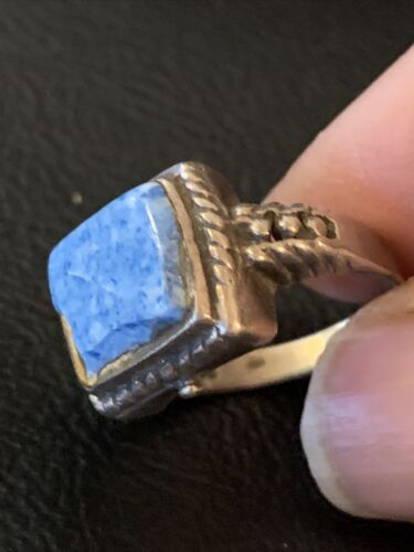 Navajo Blue Denim Lapis Ring | Sterling Silver | Sz 6.5 | Authentic Native American Handmade | 01994