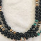Turquoise Black Onyx 3 Strand Navajo Sterling Silver Necklace | Native American | 21" |  319