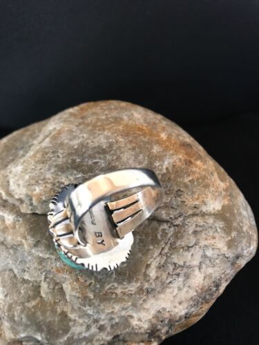 Navajo Blue Pilot Mountain Turquoise Ring | Sterling Silver | Sz 9 | Authentic Native American Handmade | 8242