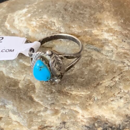 Navajo Blue Turquoise Ring | Sterling Silver | Sz 6.5 | Authentic Native American Handmade | 10782