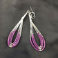 Handmade Liquid Silver Heishi Tube Beads Sugilite Earrings | Sterling Silver | 2" | 1985