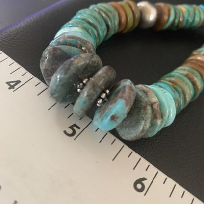 Navajo Blue Green Turquoise Necklace | Sterling Silver | Authentic Native American | 20" | 11928