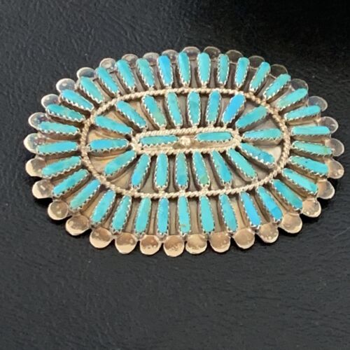 Navajo Blue Turquoise Needle Point Sterling Silver Pin Pendant | Native American Jewelry | 12802