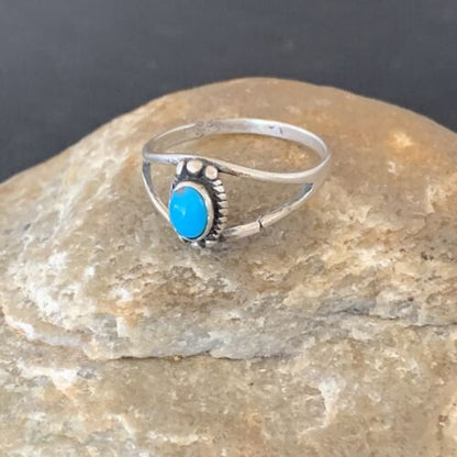 Southwestern Old Pawn Navajo Blue Turquoise Ring | Sterling Silver | Sz 9.5 | 10772