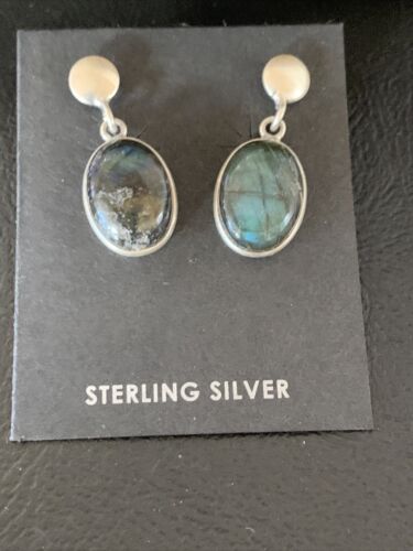 Navajo Labradorite Earrings | Sterling Silver | Authentic Native American Handmade | 13072