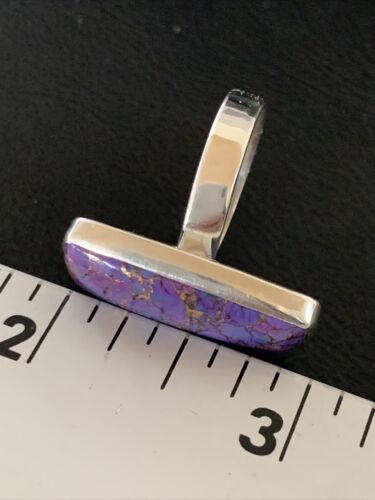 Adjustable Navajo Purple Mojave Turquoise Ring | Sterling Silver | Sz 8 | Authentic Native American Handmade | 11601 - Masha USA